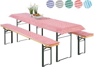 Heimtexland ® Set di 3 coperture per set da birreria 2x imbottitura per panca da birreria 1x tovaglia a quadretti Vichy Decorazione da tavolo da giardino tipo 331 rosso Dimensioni tavolo 50x220 cm