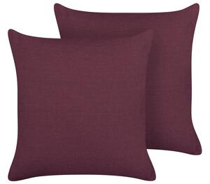 Set di 2 cuscini decorativi in lino viola 45 x 45 cm arancione decorazione casa soggiorno camera da letto Beliani
