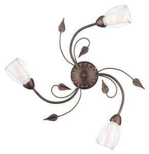 LILIANA PLAFONIERA CLASSICA 3 LUCI IN METALLO BRONZO SPENNELLATO ORO CON DIFFUSORI IN VETRO