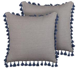 Set di 2 cuscini decorativi grigio 45 x 45 cm federa rimovibile cuscino decorativo con imbottitura per divano letto Beliani