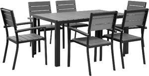 Set da pranzo da giardino BELIANI 7 pezzi in alluminio grigio e nero 6 sedie resistenti alle intemperie