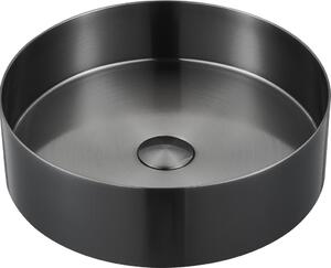 Lavabo da appoggio AURUM in acciaio inox Ø 38 cm, nero metallizzato