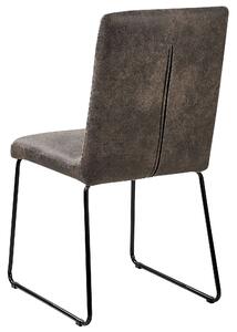 Set di 2 sedie da pranzo con sedile imbottito in tessuto grigio gambe a forma di U in metallo Nero Beliani