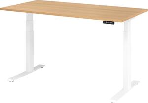 Scrivania regolabile in altezza XDKB | 2 motori | 120 - 180 cm | elettrica, dimensioni piano d'appoggio:160 x 80 cm, colore piano d'appoggio:rovere, colore struttura:bianco