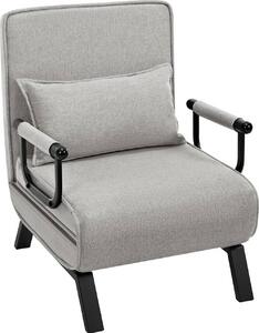 Poltrona letto WOLTU 3 in 1, con schienale regolabile, struttura in metallo e rivestimento in lino: grigio chiaro Colore: grigio chiaro