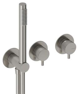 SANYCCES LOOP K Miscelatore incasso a 2 vie per doccia con deviatore, doccetta e flessibile, nichel spazzolato