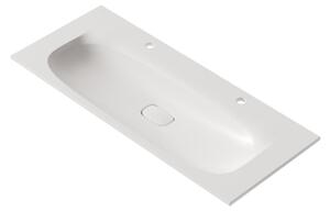 VIGOUR Vogue lavabo doppio per mobili 120 x 50 cm con 2 fori per rubinetto senza sfioratore con Protect Plus, bianco