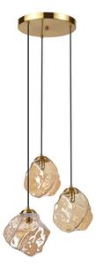 Lampadario a cavo CRISTAL 3xE14/15W/230V ottone/beige fumé