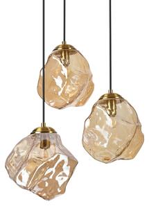 Lampadario a cavo CRISTAL 3xE14/15W/230V ottone/beige fumé