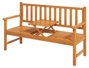Panca da giardino Outsunny, modello a 3 posti con tavolo integrato, panca da parco con braccioli, color marrone chiaro