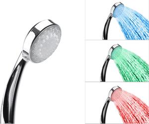 BELIANI Soffione doccia Plastica Argento Illuminazione LED Colorata