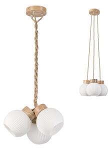 Lampadario sospeso con cavo LOOMIS 3xE27/15W/230V 83 cm beige/rovere