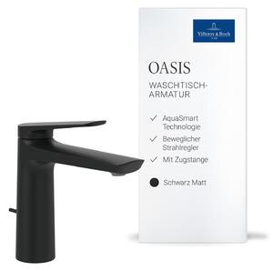 Miscelatore per lavabo Villeroy & Boch Oasis, con asta di comando, 114 mm – Nero