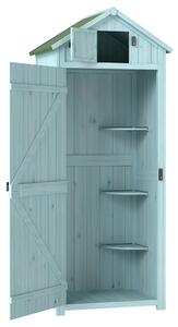 Outsunny Casetta da Giardino Porta Attrezzi in Legno con 3 Ripiani, 77x54.2x179 cm, Blu