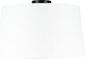 QAZQA - Lampada da soffitto moderna | Lampada da soffitto | Lampada | Lampada da interno nero opaco con paralume bianco da 45 cm - Combi | Soggiorno | Camera da letto - Acciaio rotonda - Adatta a LED E27