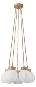 Lampadario a sospensione con cavo LOOMIS 5xE27/15W/230V 83 cm beige/rovere