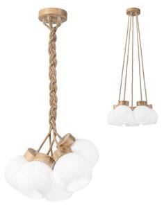 Lampadario a sospensione con cavo LOOMIS 5xE27/15W/230V 83 cm beige/rovere