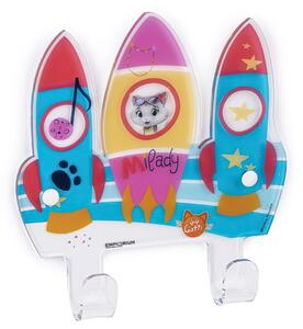 Appendiabito due Ganci Miaostyle II Space Music Milady,design Mammini Candido realizzato in Cristallo acrilico, misure 20x3.5x20.5 cm