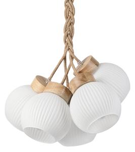 Lampadario a sospensione con cavo LOOMIS 5xE27/15W/230V 83 cm beige/rovere
