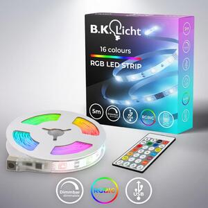 B.K.Licht I Striscia LED RGBIC USB 5 m I Sensore musicale I Sincronizzazione musicale I Striscia luminosa I LED Chaser I Striscia con telecomando cambia colore I Striscia luminosa autoadesiva