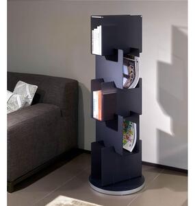Libreria Contenitore con Base Girevole in MDF porta CD porta DVD Multiuso BABELE Dimensioni 45x45xh133 cm - peso 11,2 kg in Cristallo Acrilico Fum� Grigio Satinato