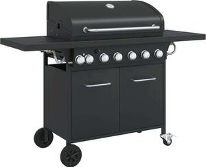 VidaXL Barbecue a gas a 7 fiamme Acciaio nero verniciato a polvere