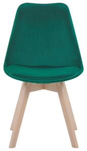 Set di 2 sedie da pranzo con rivestimento in velluto verde gambe in legno eleganti design moderno Beliani