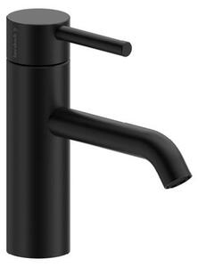 Herzbach, miscelatore monocomando per lavabo, serie DEEP BLACK, dimensione M, 130 mm, per bassa pressione, senza tappo a risvuotamento, finitura nera opaca