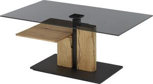 Tavolino >DELMAS< regolabile in altezza, con rotelle, rovere / nero - 105x45/63x65 (LxAxP)