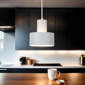 Lampada a sospensione rotonda Ø15cm retrò elegante paralume bianco opaco lampada da soggiorno a forma di anello luce a sospensione