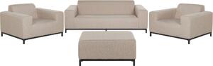 BELIANI Divano Beige con gambe in alluminio imbottite nere Divano Poltrone Tabuet 5 posti Stile moderno