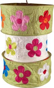 Lampada a sospensione rotonda in carta boho, paralume in carta Lhasa, carta fatta a mano - verde, carta Lokta, 42*28*28 cm, paralumi asiatici in carta e tessuto