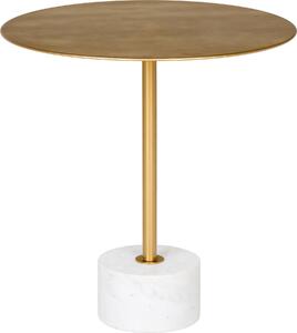 Tavolino Lecco, tavolo angolare Ø51cm marmo ottone, marmo