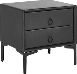 BELIANI Comodino nero imbottito in ecopelle 2 cassetti gambe in metallo tavolino moderno