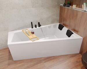 BADLAND vasca angolare rettangolare INTIMAS DESTRA 170x125 con set di scarico e piedini + 2 cuscini da bagno + mensola da bagno in bambù | BADLAND INTIMAS