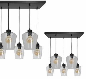 Lampadario SANTIAGO nero 5xE27x60W in vetro, dimensioni: 100x60x30 cm, IP20, Milagro