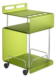 Carrello portavivande da cucina Multifunzione in Cristallo acrilico ONDINA 50x52xh90 cm con ruote piroettanti colore Verde Chiaro Satinato