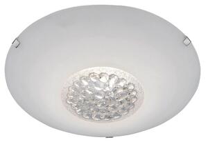 Lampada da soffitto a LED, con cristalli, dimmerabile, in vetro, bianca, diametro 25 cm