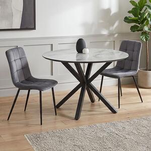 Homestyle4u, tavolo da pranzo 110 cm rotondo nero grigio tavolo da sala da pranzo struttura in metallo 2844