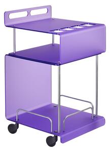 Carrello portavivande da cucina Multifunzione in Cristallo acrilico ONDINA 50x52xh90 cm con ruote piroettanti colore Viola Satinato