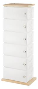 Scarpiera Cassettiera Multiuso in Polypropylene FLUIDA Dimensioni 41x25.5xh104 cm contenitore 6 Cassetti Frassino