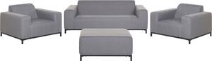 BELIANI set di divani grigio con gambe in alluminio imbottite nere divano poltrone tabuet 5 posti stile moderno