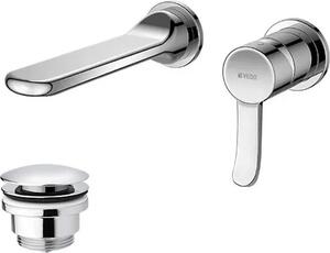 Miscelatore lavabo a parete con piletta (tappo) cromato