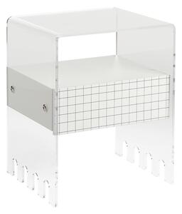Comodino In metacrilato Trasparente con cassetto TRIONFO 40x33xh49 cm - Particolari in ottone cassetto Bianco Polare