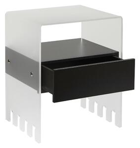 Comodino In metacrilato Satinato con cassetto TRIONFO 40x33xh49 cm - Particolari in ottone cassetto Nero