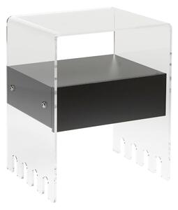 Comodino In metacrilato Trasparente con cassetto TRIONFO 40x33xh49 cm - Particolari in ottone cassetto Nero