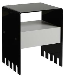 Comodino In metacrilato Satinato con cassetto TRIONFO 40x33xh49 cm - Particolari in ottone cassetto Natural Grey