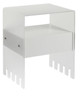 Comodino In metacrilato Satinato con cassetto TRIONFO 40x33xh49 cm - Particolari in ottone cassetto Natural Grey