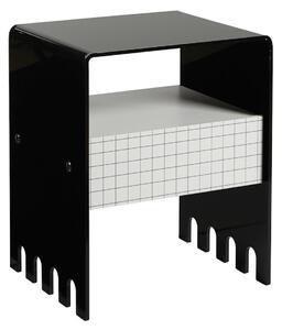 Comodino In metacrilato Satinato con cassetto TRIONFO 40x33xh49 cm - Particolari in ottone cassetto Bianco Polare