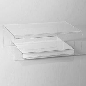 Tavolino basso Porta TV 75x52xh26 cm ELVIN struttura in metacrilato trasparente e dettagli in metallo cromato Trasparente